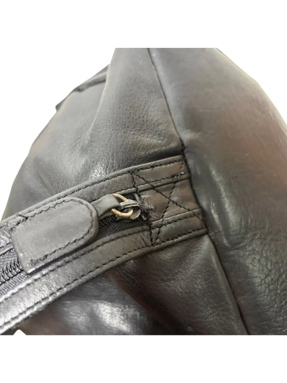 Vintage Boulder Ridge Shafmaster Leather Co Black Sling Backpack Bag Some Flaws
